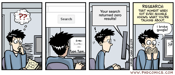 Comic depicting that novel questions have no answer in the internet.